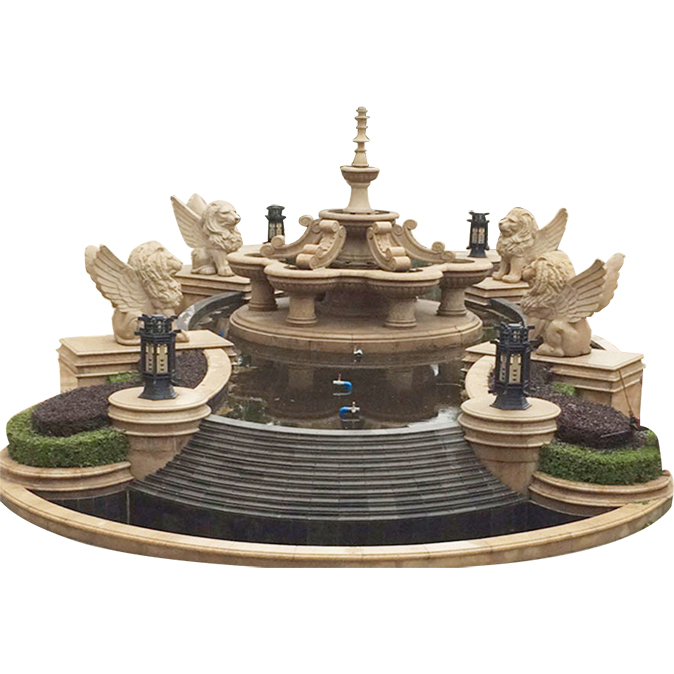 Cad iad na húsáidí a bhaineann le fountains marmair i ndeilbh tírdhreacha uirbeacha?