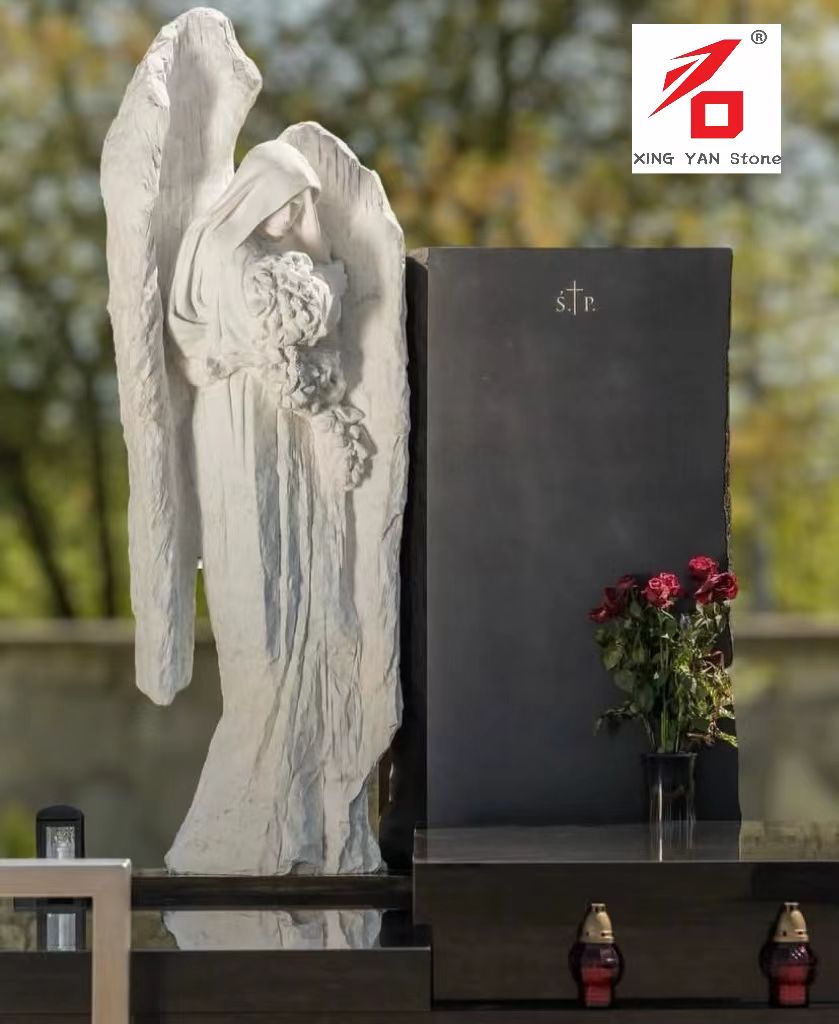 Déantúsaíocht na Síne Xingyan - Angel ag glacadh le Tombstone Snoíodóireacht Snoíodóireachta Cloch Flower