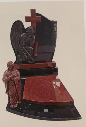 An tSín Xingyan - Tombstone Snoíodóireacht Snoíodóireachta Cloch Téama Reiligiúnach (Aingeal agus Maighdean Mhuire)